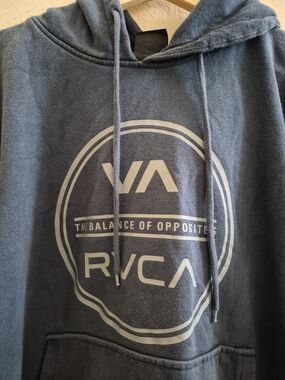 RVCA Blue-Gray Logo Pullover Hoodie